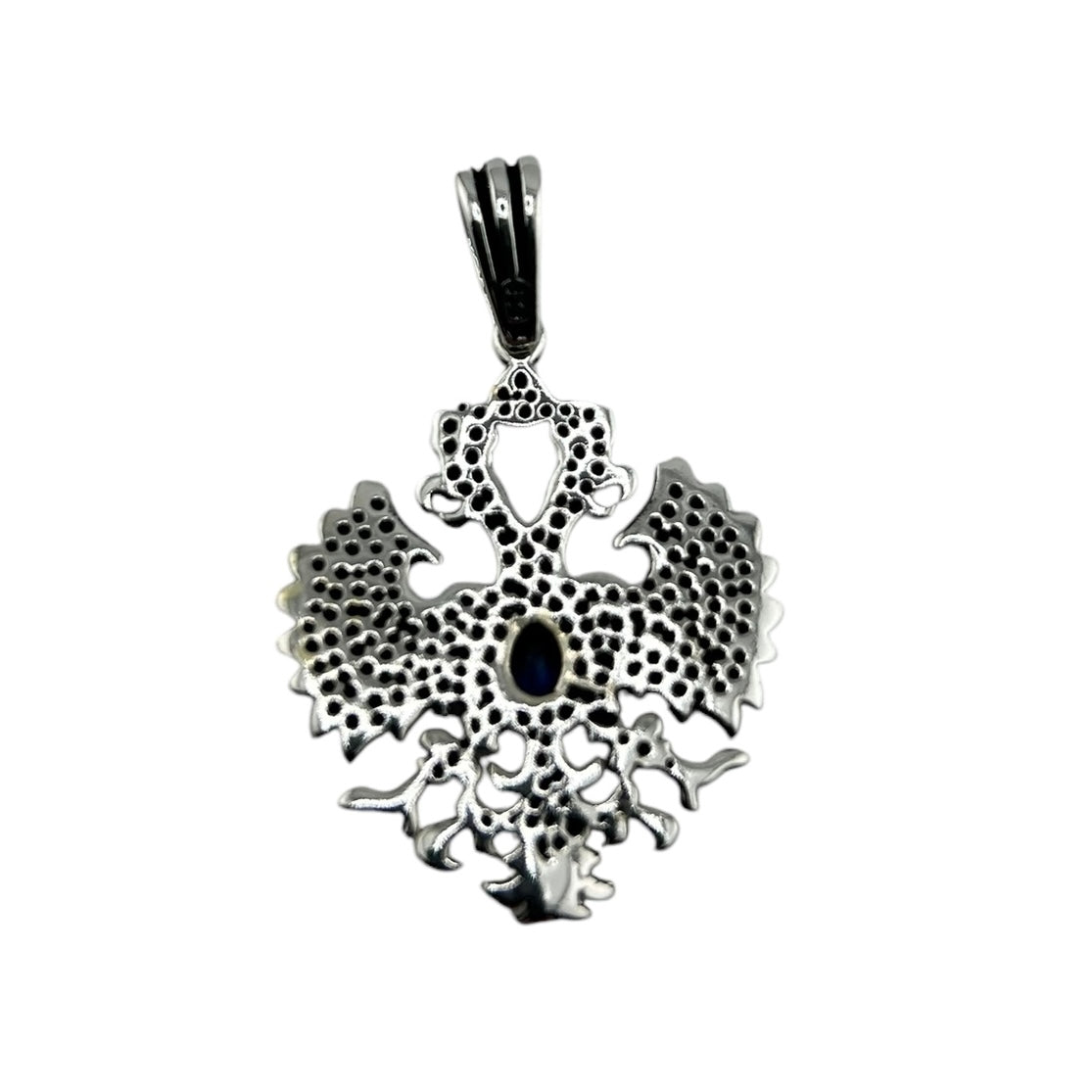 Sterling Silver Blue CZ Eagle Mens Pendant