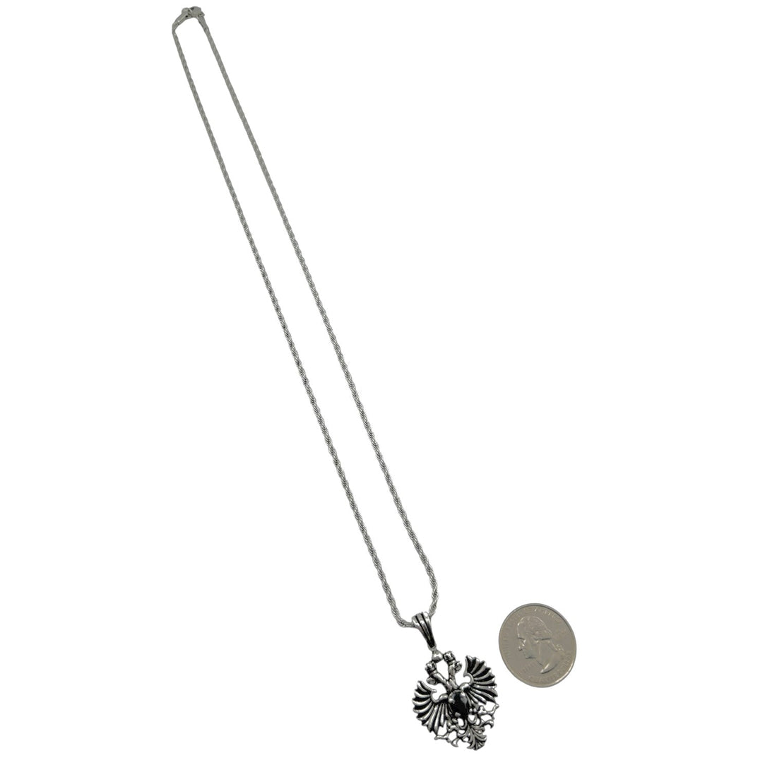 Sterling Silver Black CZ Eagle Mens Pendant