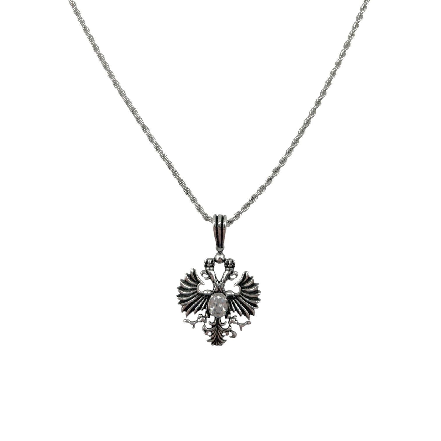 Sterling Silver White CZ Eagle Mens Pendant