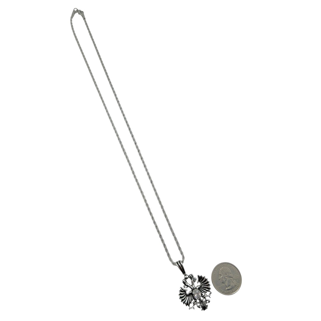 Sterling Silver White CZ Eagle Mens Pendant