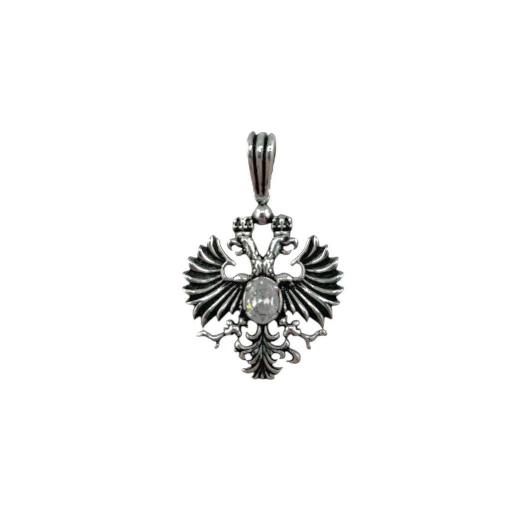 Sterling Silver White CZ Eagle Mens Pendant