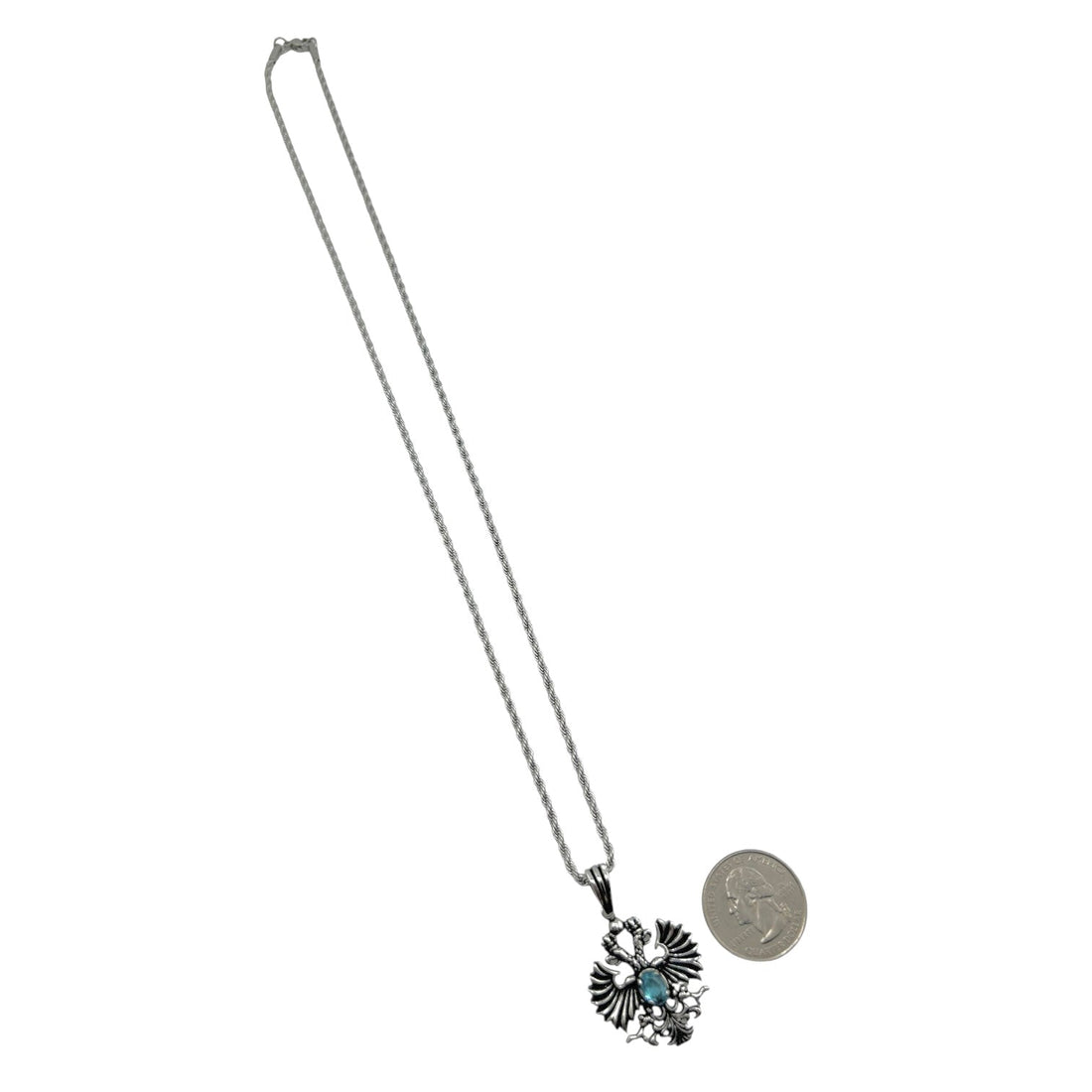 Sterling Silver Topaz CZ Eagle Mens Pendant