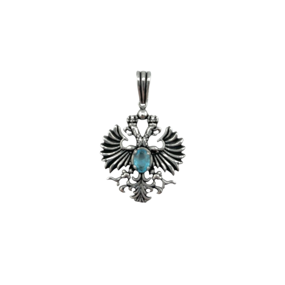 Sterling Silver Topaz CZ Eagle Mens Pendant
