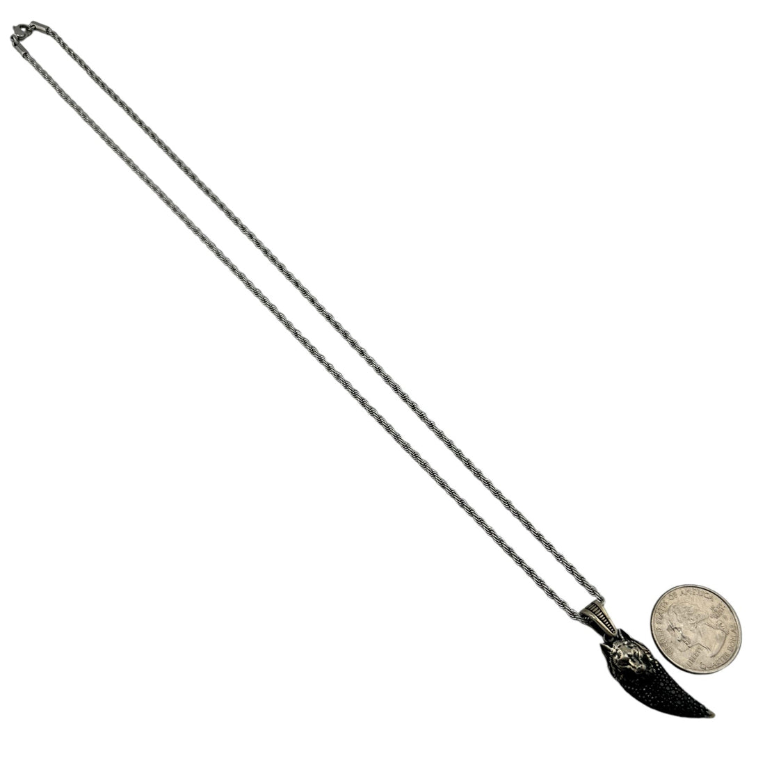 Sterling Silver CZ Wolf Mens Pendant