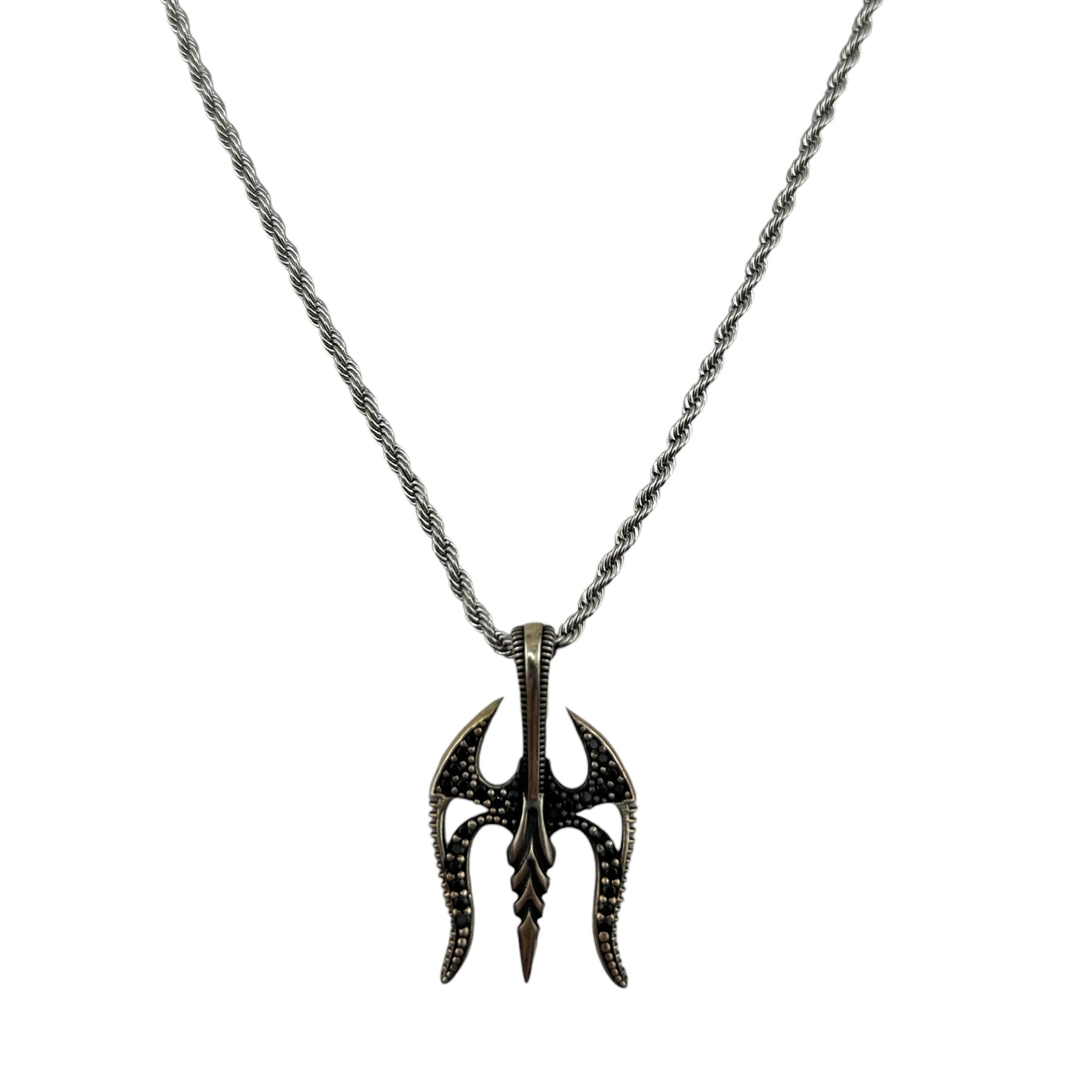 Sterling Silver CZ Gladiator Mask Mens Pendant