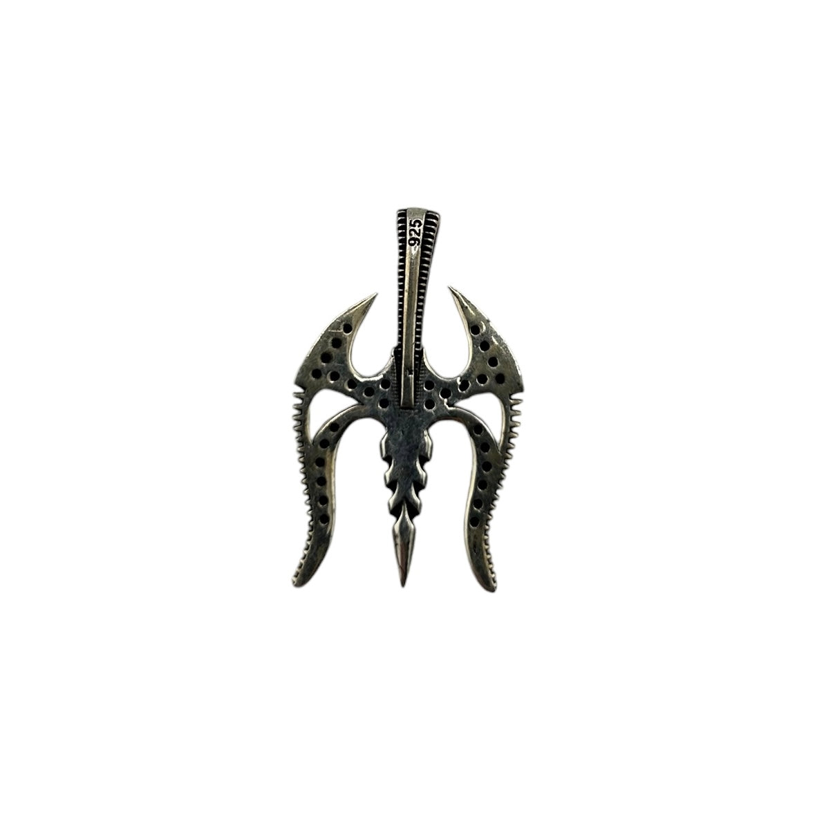 Sterling Silver CZ Gladiator Mask Mens Pendant