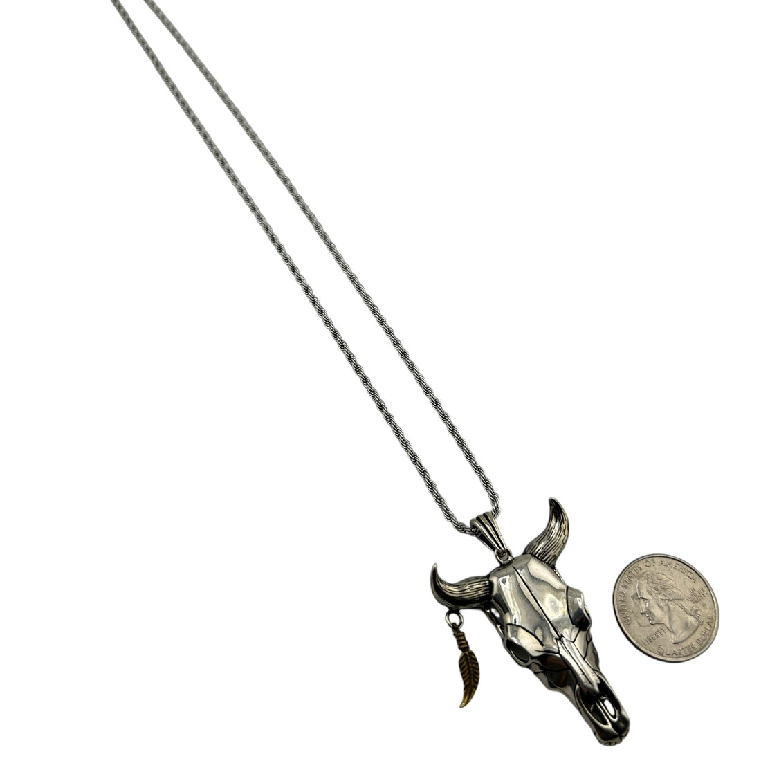 Sterling Silver Longhorn Skull Mens Pendant