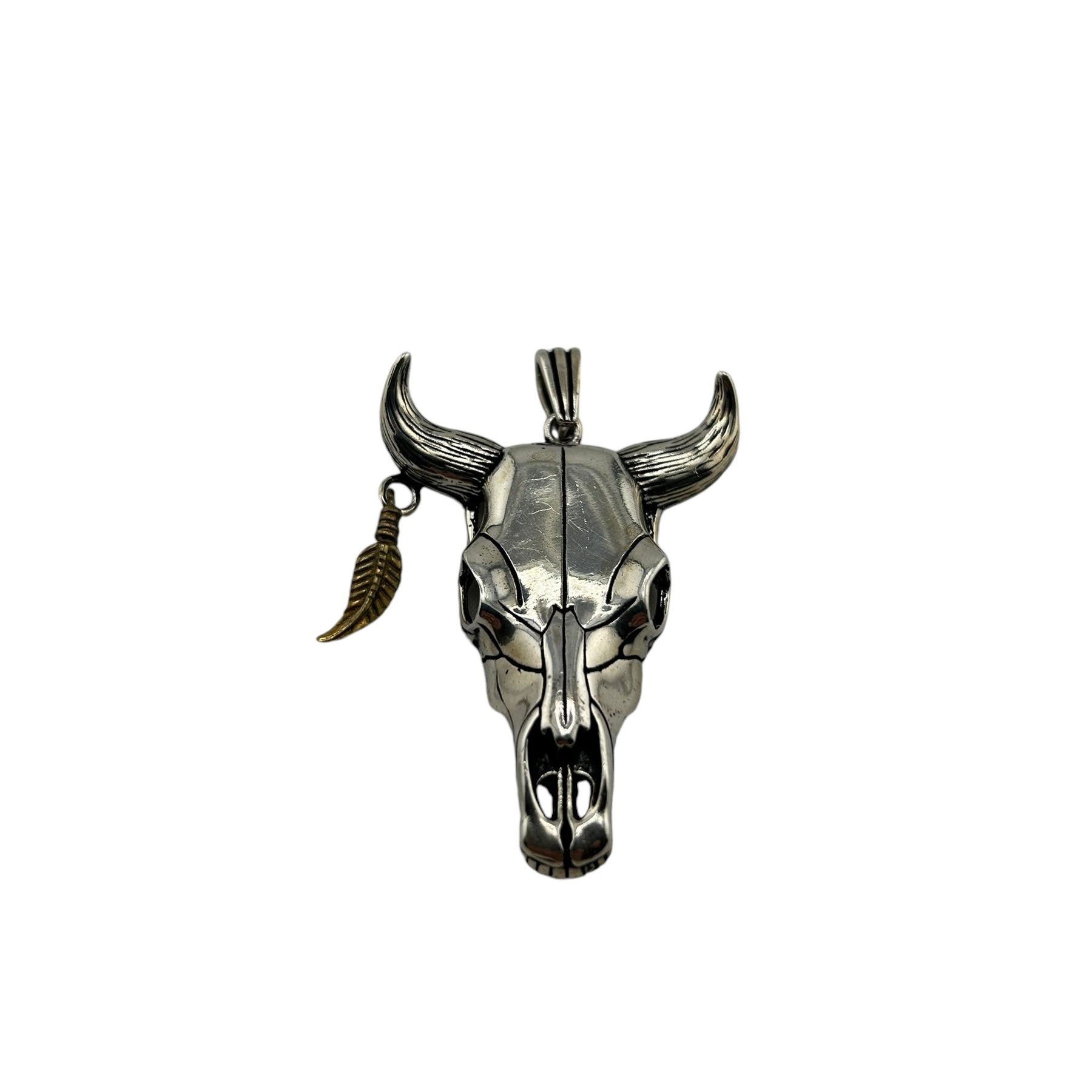 Sterling Silver Longhorn Skull Mens Pendant
