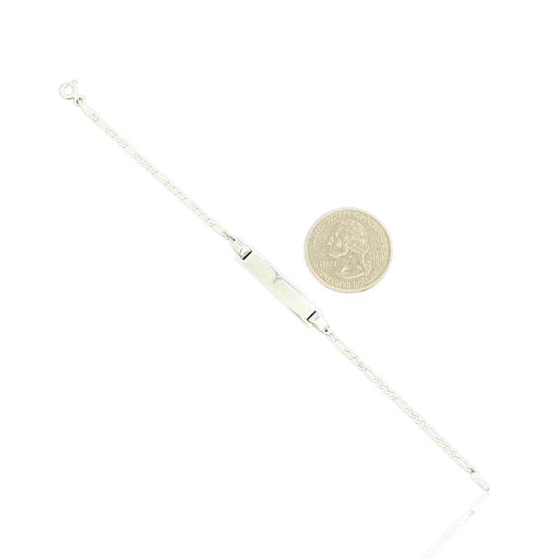Sterling Silver Figaro Kids ID Bracelet