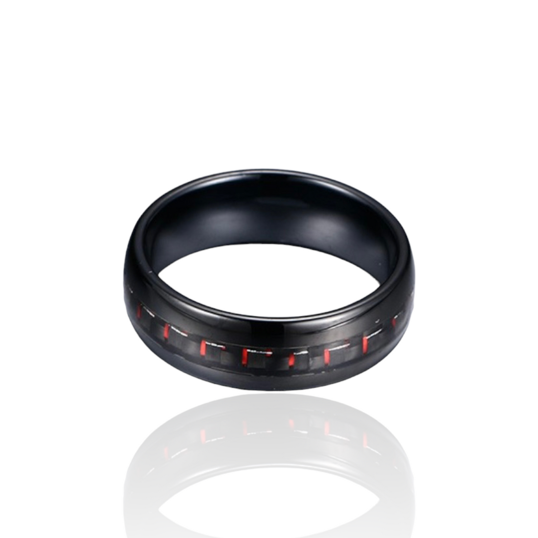 Red Checker 8mm Tungsten Band