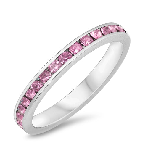 Sterling Silver Pink CZ Eternity Ring