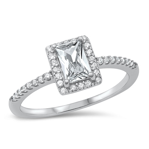 Sterling Silver Radiant Cut CZ Ring