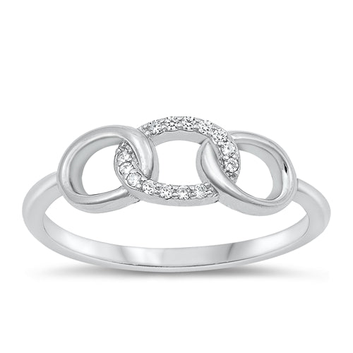 Sterling Silver CZ Link Ring