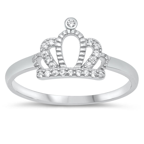 Sterling Silver CZ Crown Ring