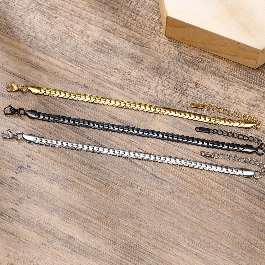 Stainless Steel Flat Miami Cuban Bracelet