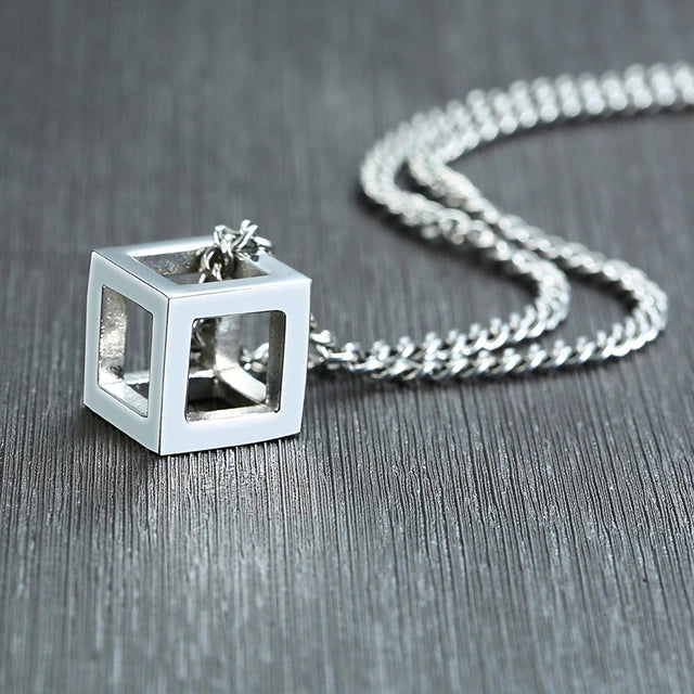 Stainless Steel Cuban Cube Necklace