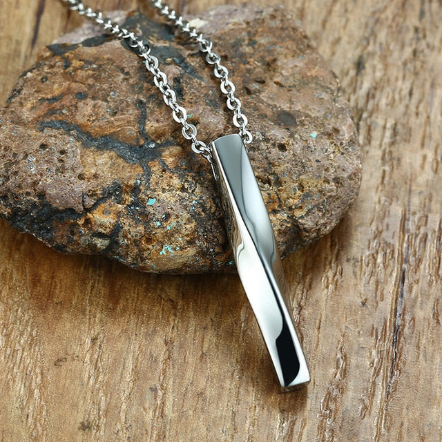 Stainless Steel Twisted Bar Necklace