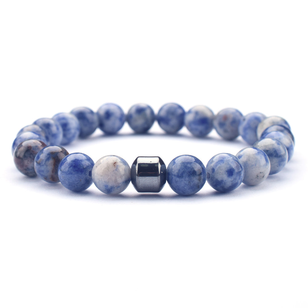 Blue Spot Stone 8mm Stretch Bracelet