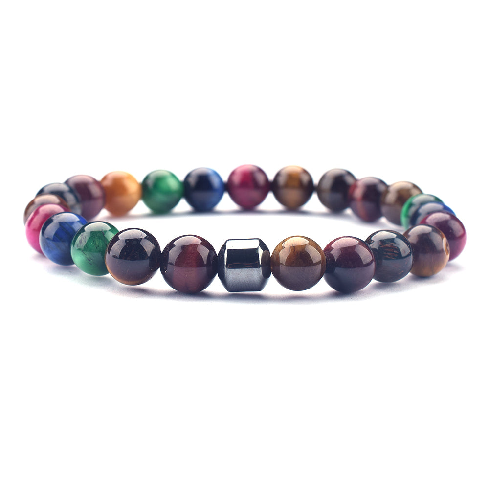 Colored Tiger Eye Agate 8mm Stretch Bracelet