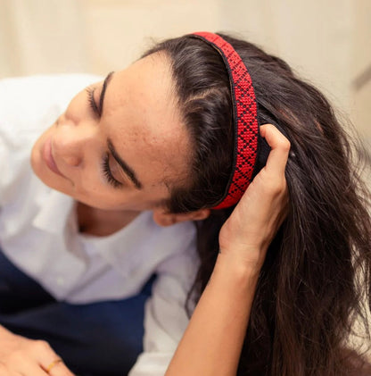 Hand-Made Embroidery Tatreez Tribal Headband - Red