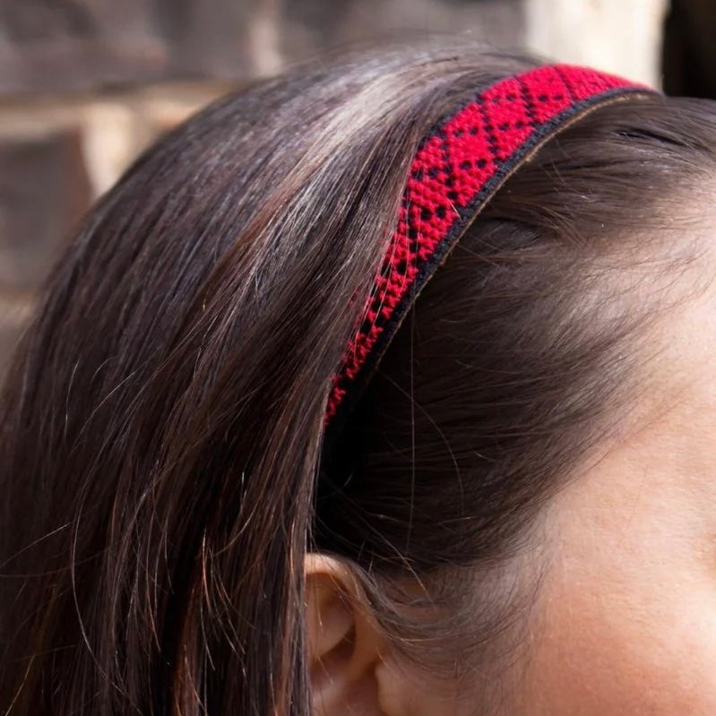Hand-Made Embroidery Tatreez Tribal Headband - Red