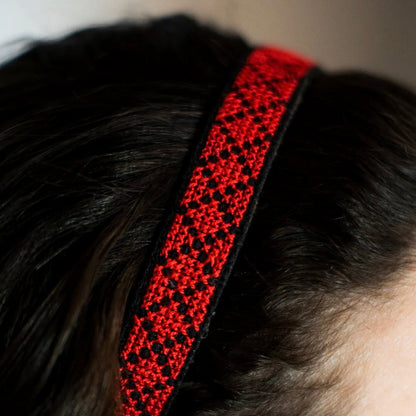 Hand-Made Embroidery Tatreez Tribal Headband - Red