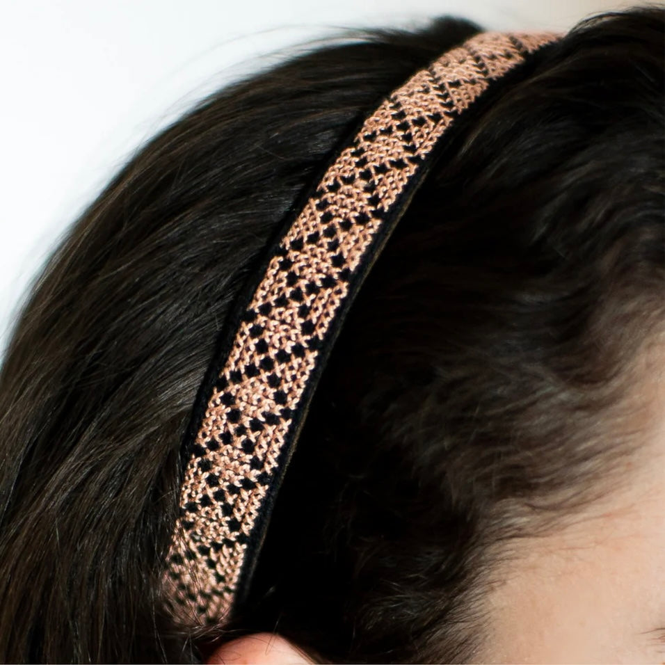 Hand-Made Embroidery Tatreez Tribal Headband - Peach