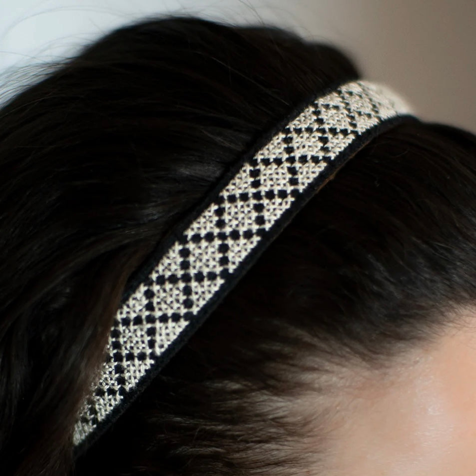 Hand-Made Embroidery Tatreez Tribal Headband - White