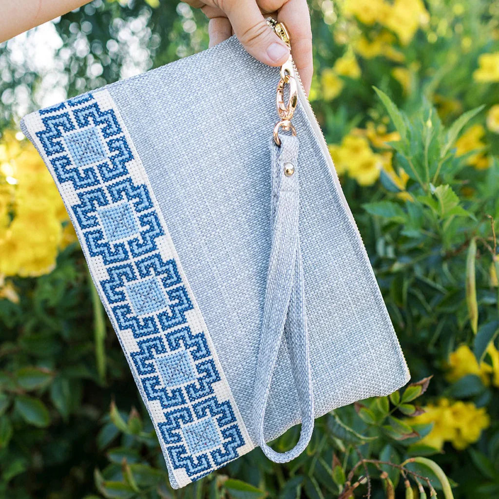 Hand-Made Embroidery Tatreez Tribal Pouch - Blue