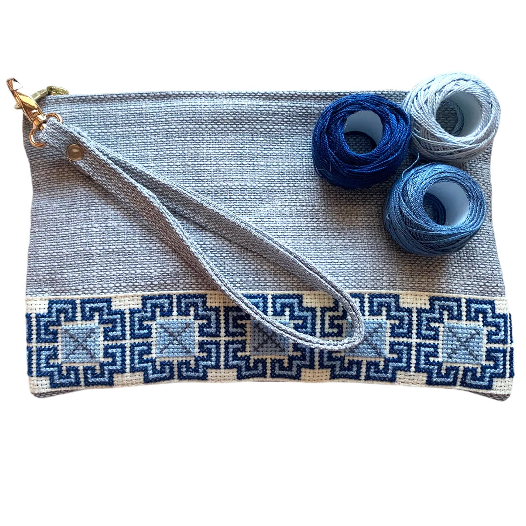 Hand-Made Embroidery Tatreez Tribal Pouch - Blue