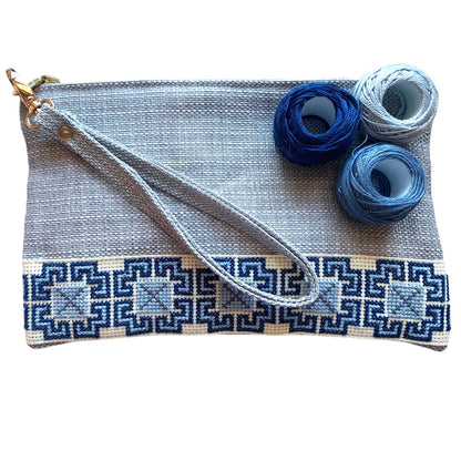 Hand-Made Embroidery Tatreez Tribal Pouch - Blue