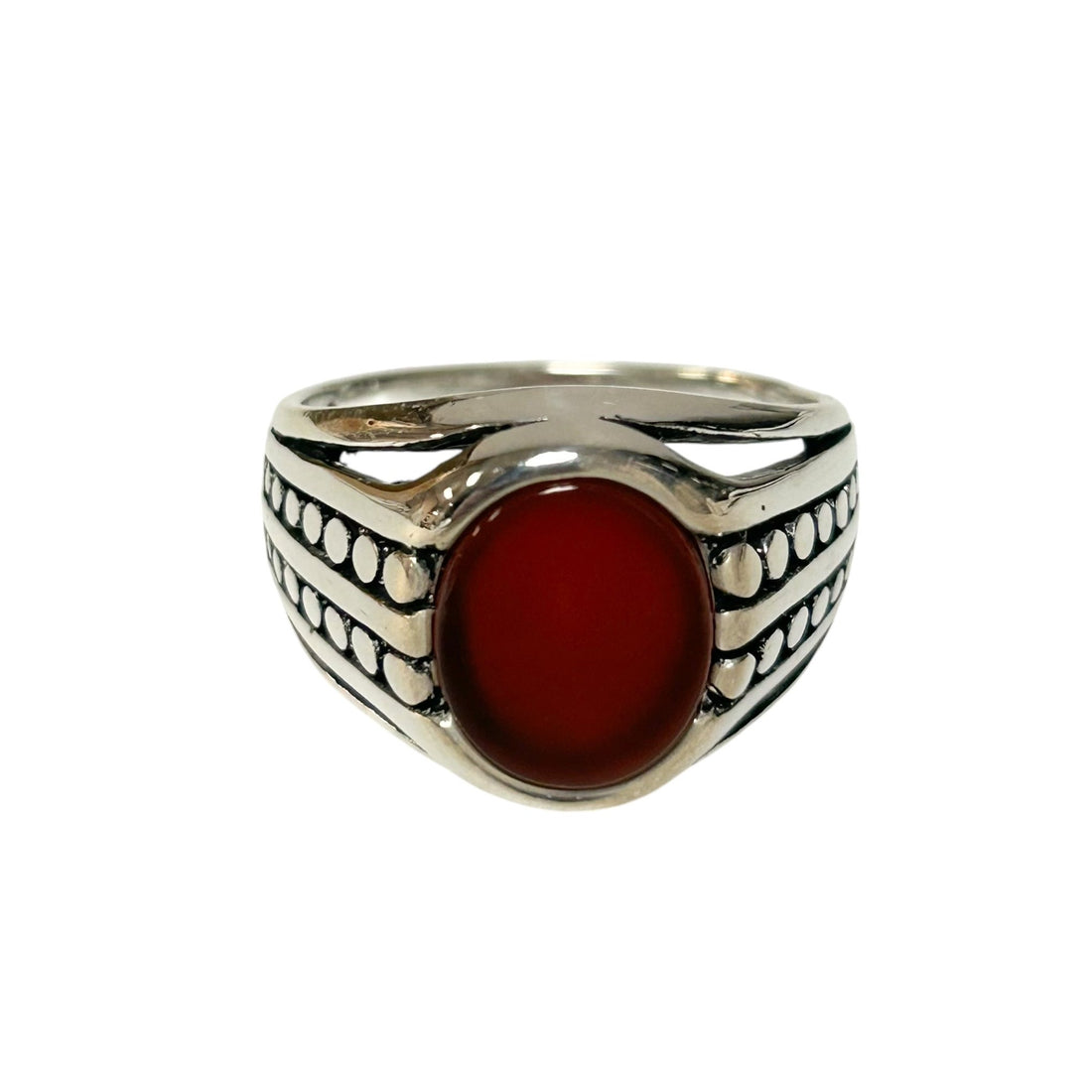 Sterling Silver Red Agate Stone Ring