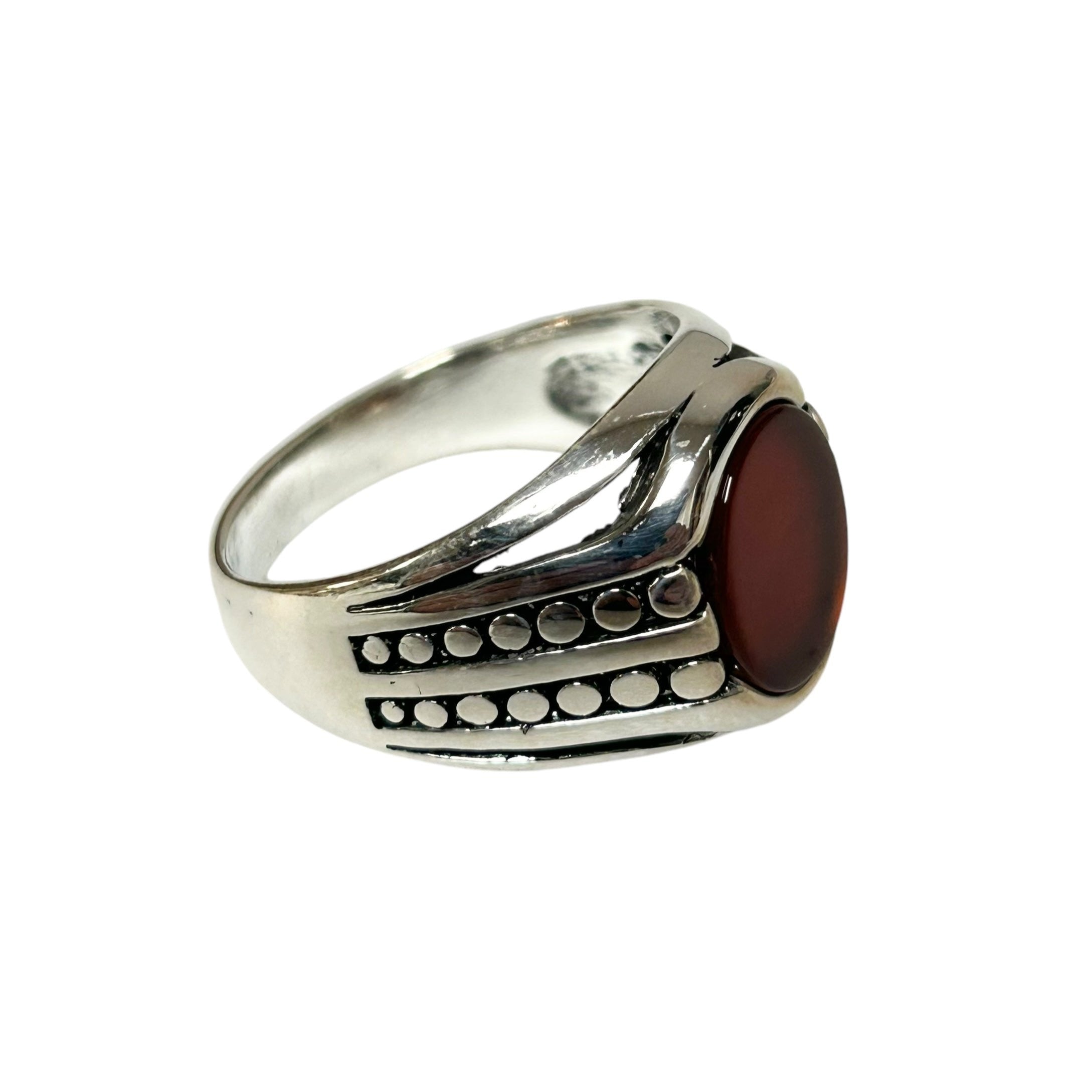 Sterling Silver Red Agate Stone Ring