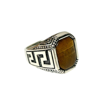 Sterling Silver Tiger Eye Agate Stone Ring