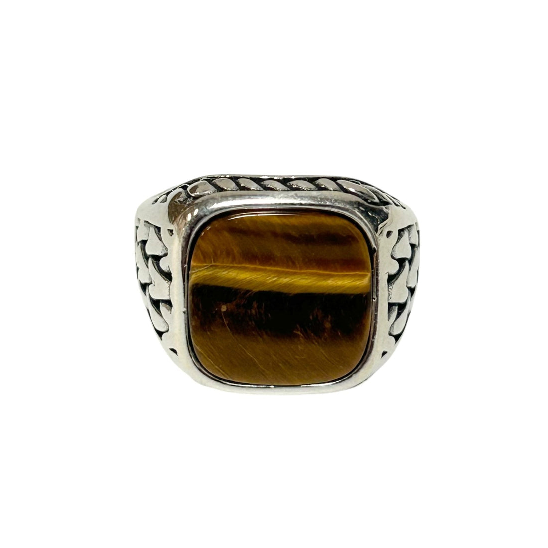 Sterling Silver Tiger Eye Agate Stone Ring