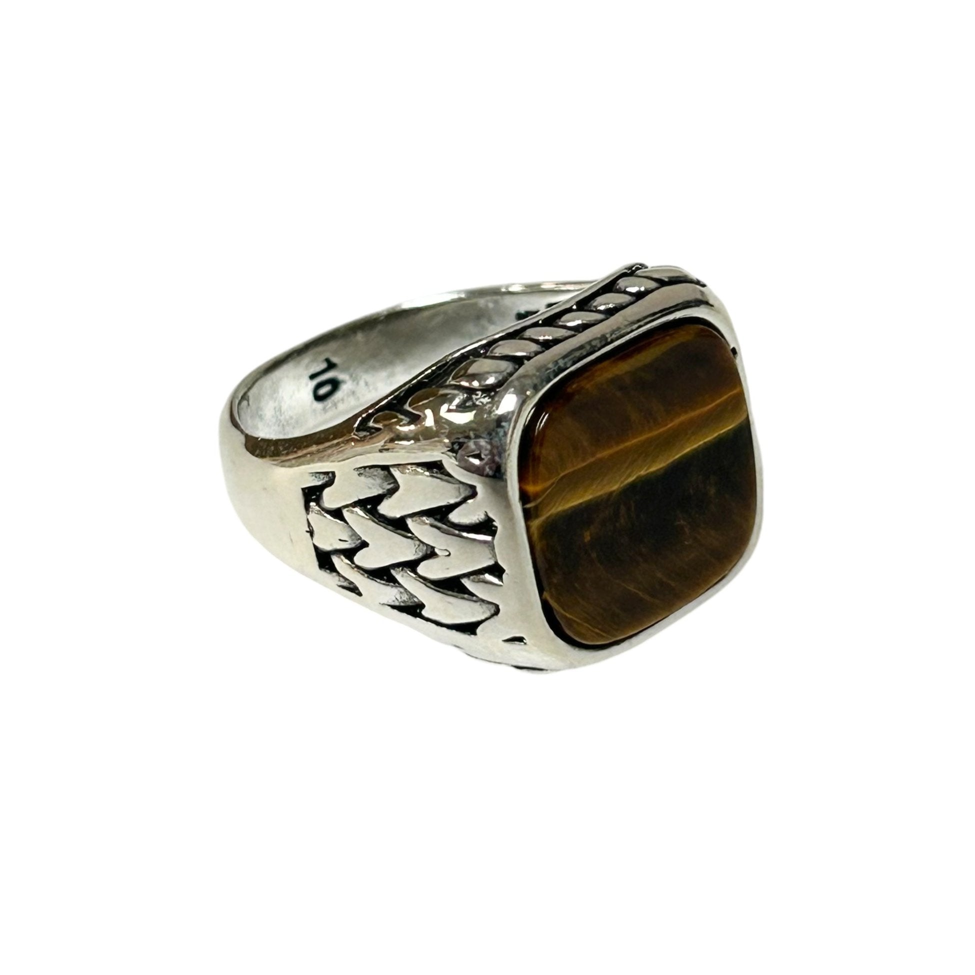 Sterling Silver Tiger Eye Agate Stone Ring