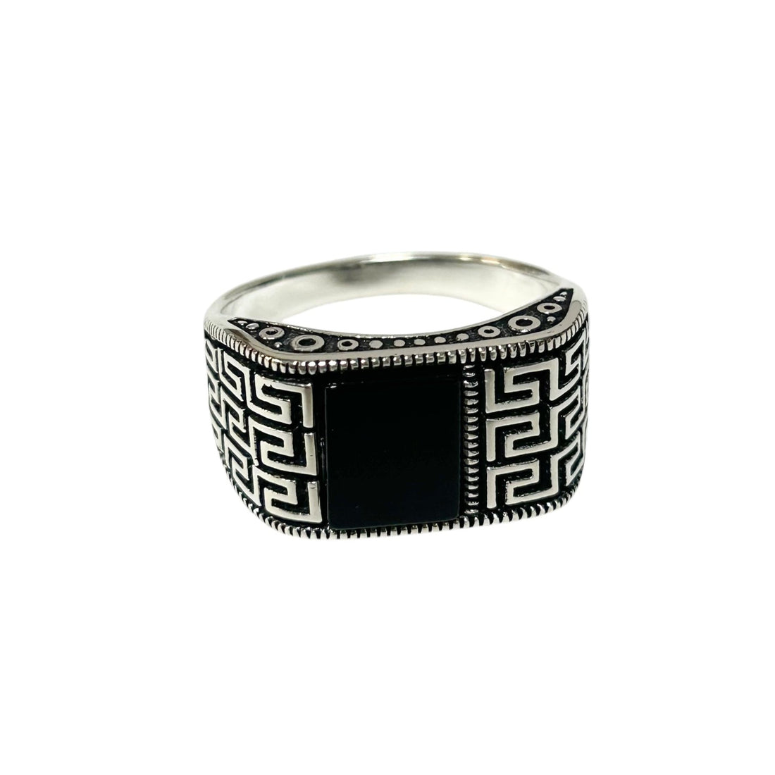 Sterling Silver Black Onyx Agate Stone Ring