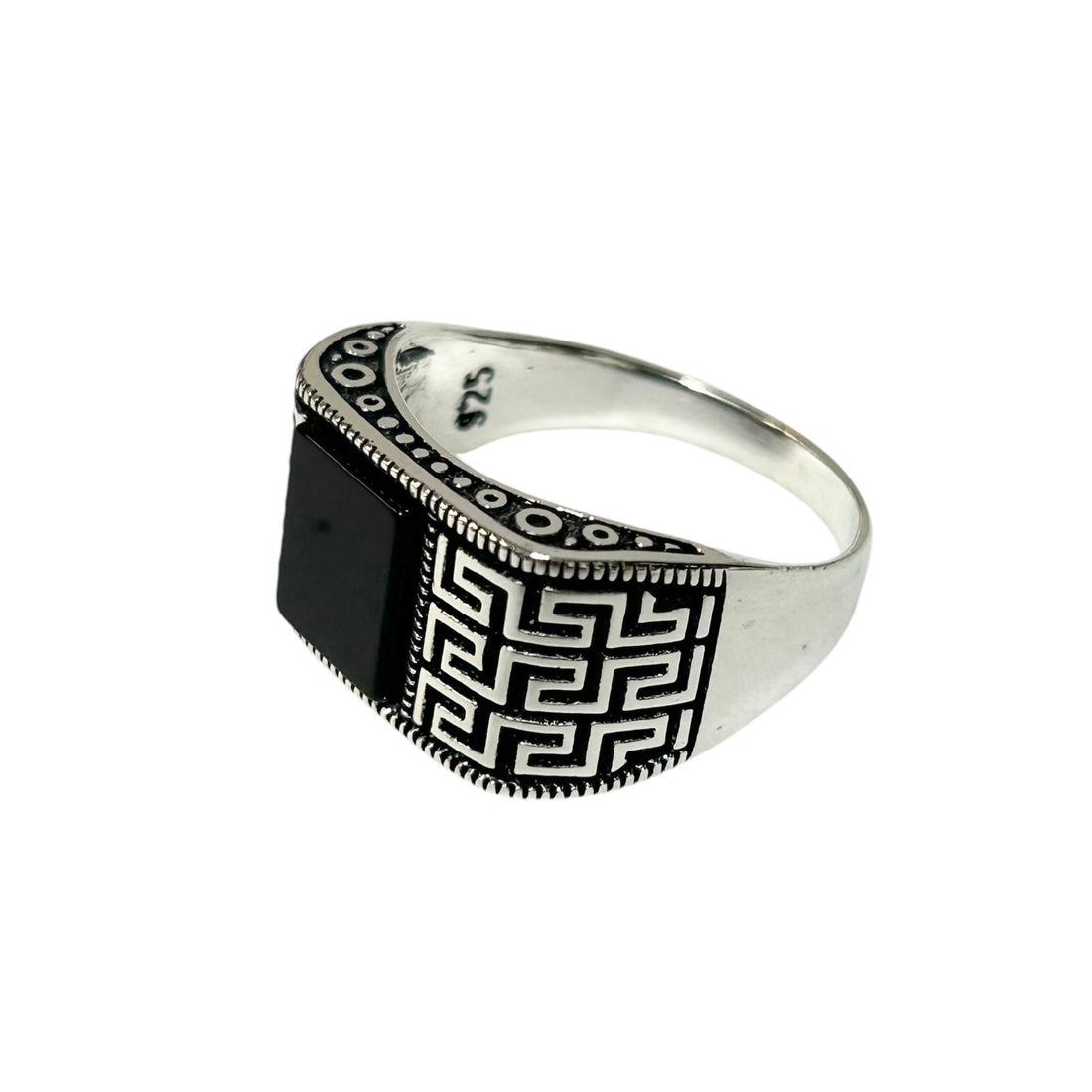 Sterling Silver Black Onyx Agate Stone Ring