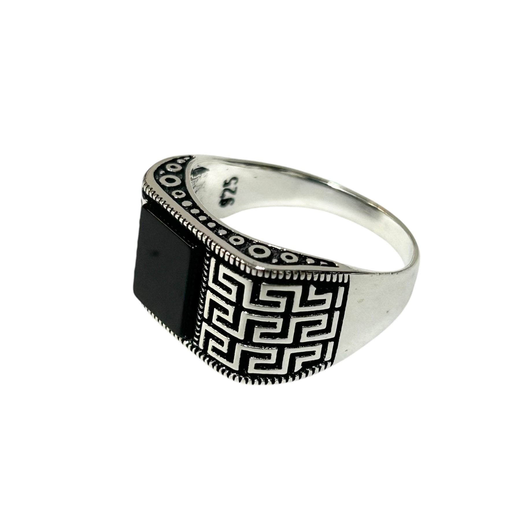 Sterling Silver Black Onyx Agate Stone Ring
