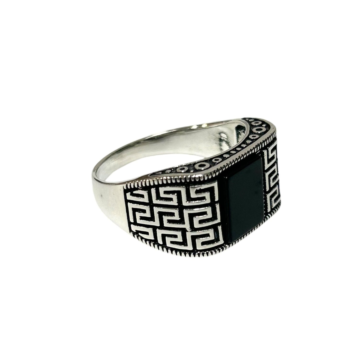 Sterling Silver Black Onyx Agate Stone Ring