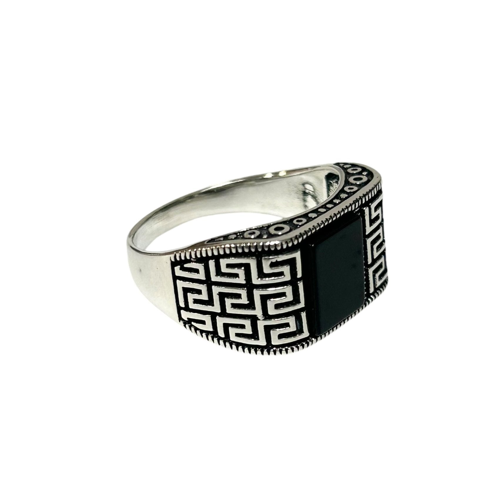 Sterling Silver Black Onyx Agate Stone Ring