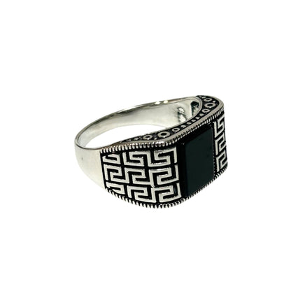 Sterling Silver Black Onyx Agate Stone Ring