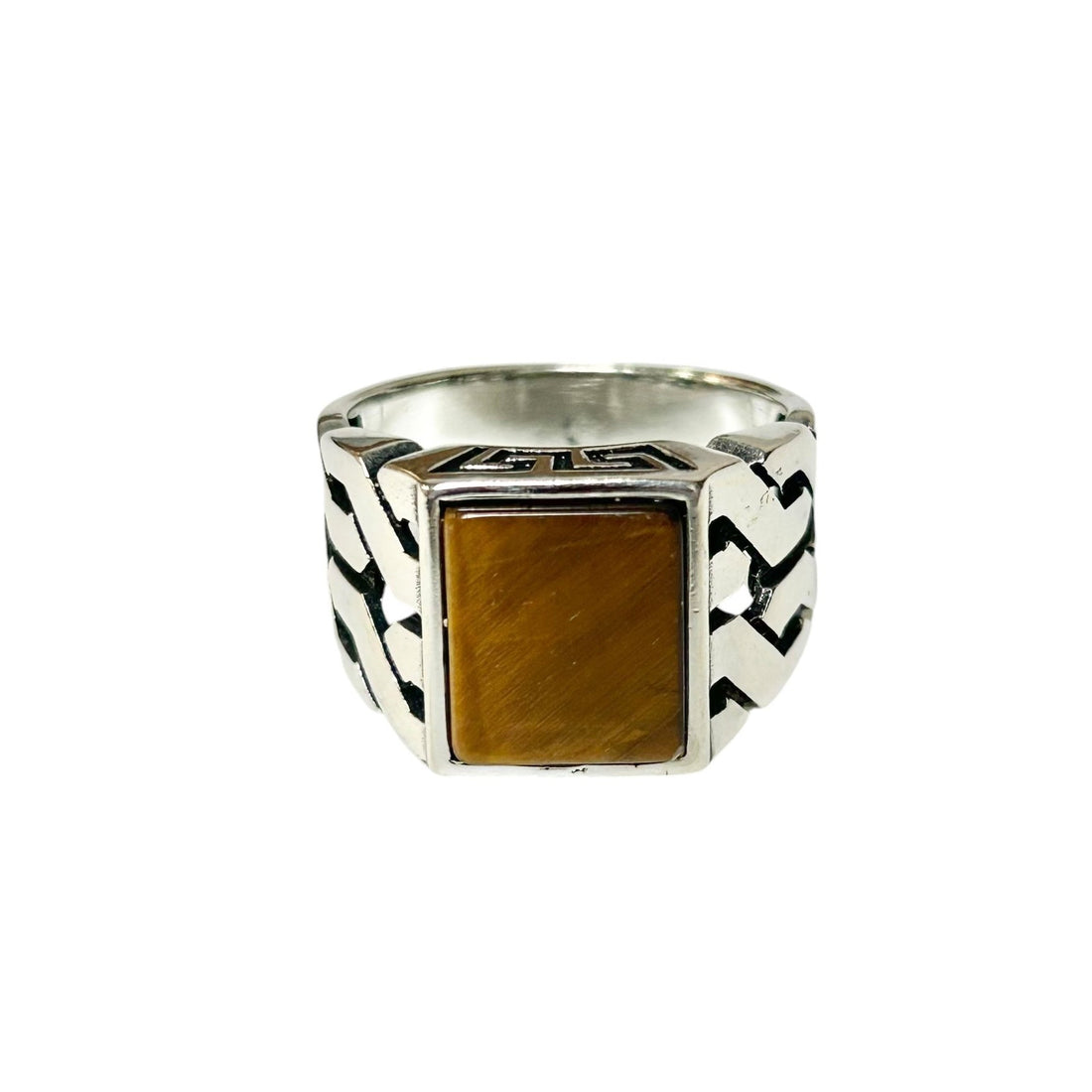 Sterling Silver Tiger Eye Agate Stone Ring