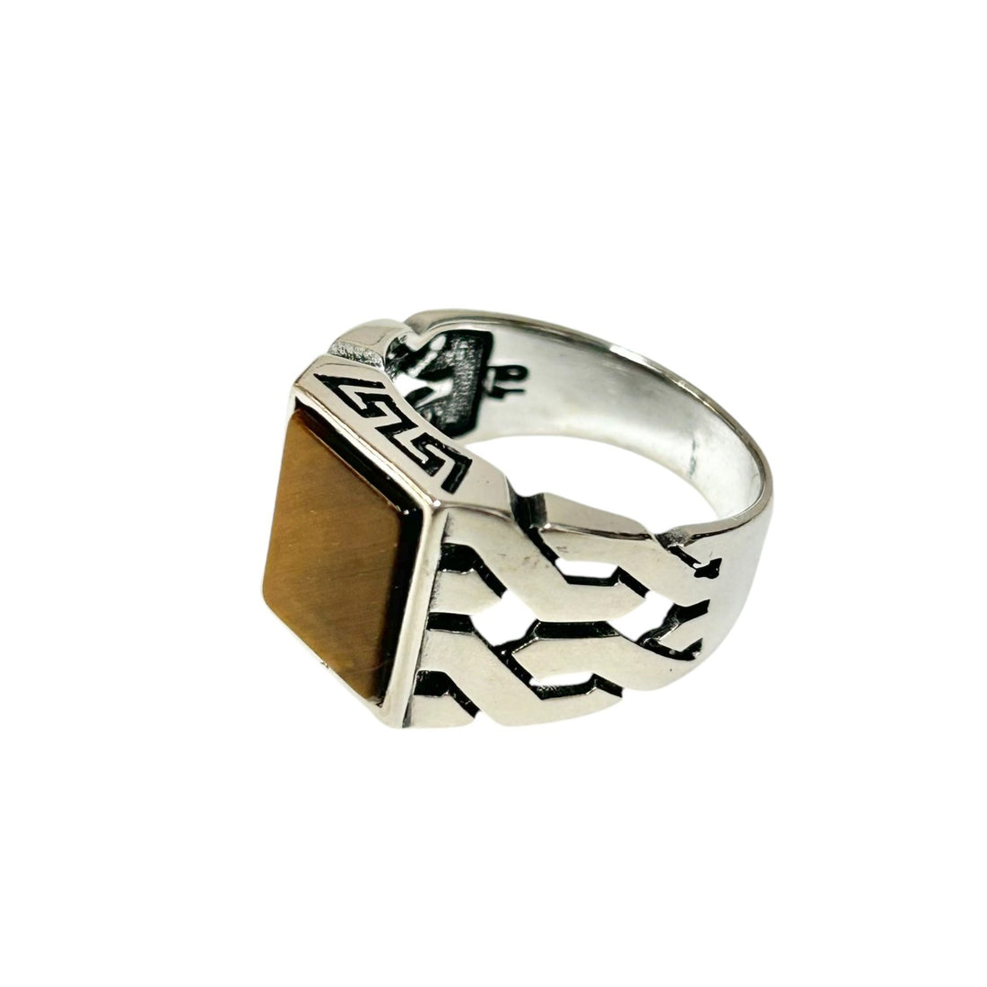 Sterling Silver Tiger Eye Agate Stone Ring