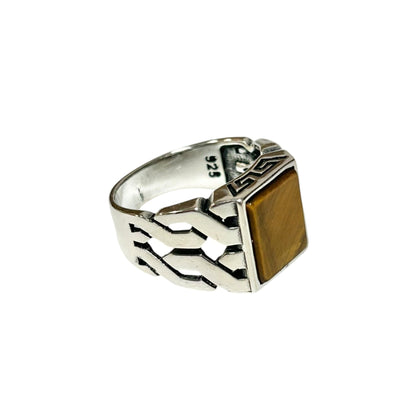Sterling Silver Tiger Eye Agate Stone Ring