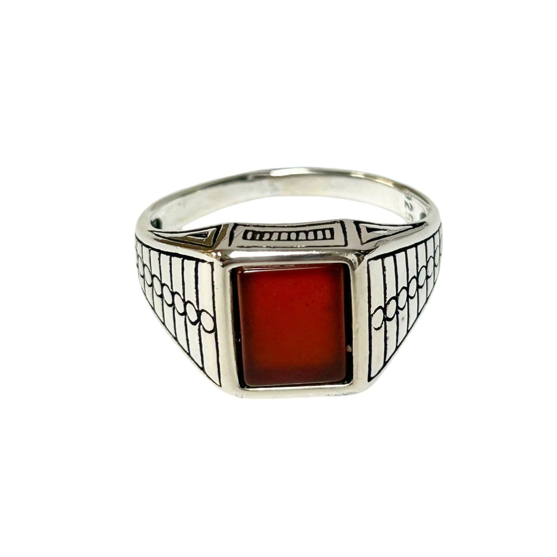 Sterling Silver Red Agate Stone Ring