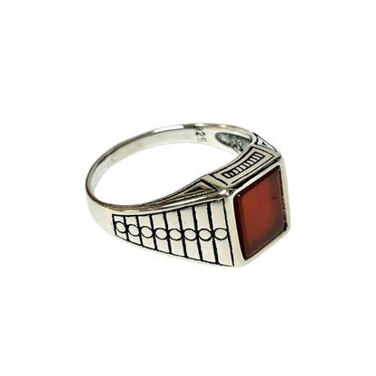 Sterling Silver Red Agate Stone Ring