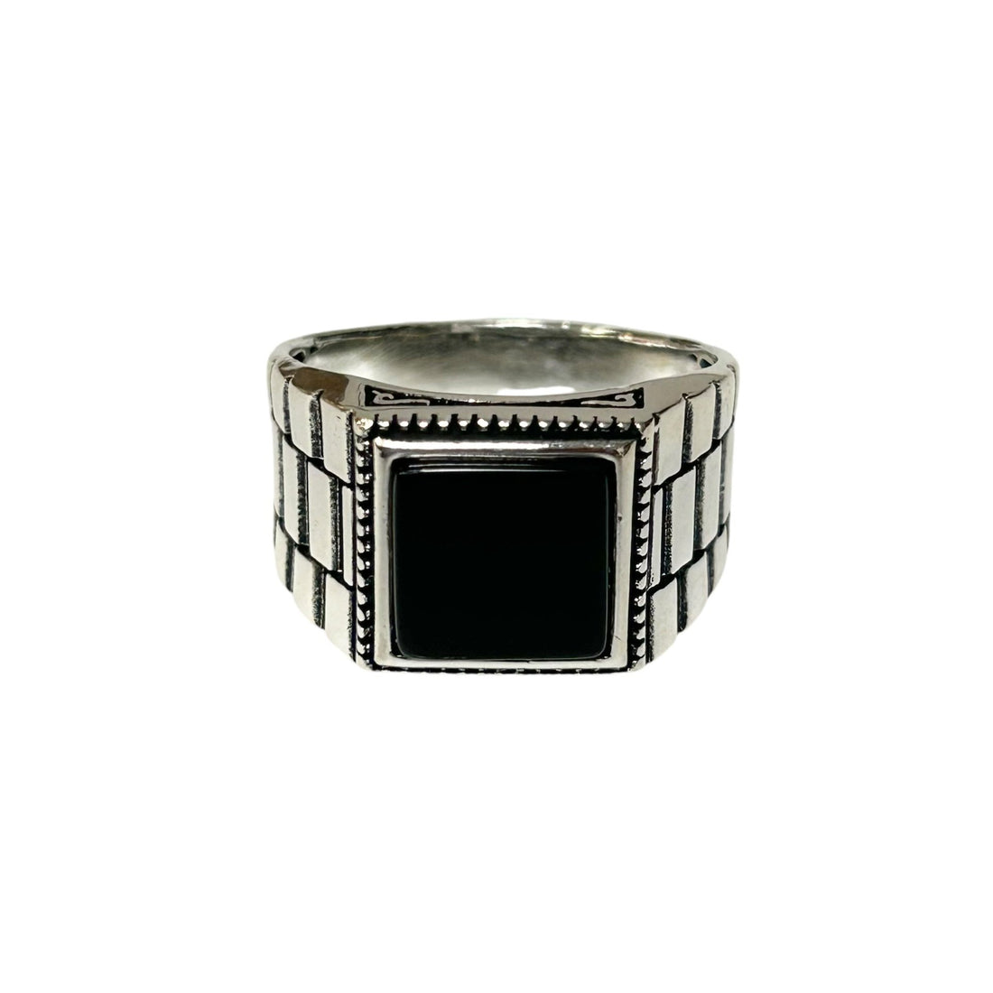 Sterling Silver Black Onyx Agate Stone Ring