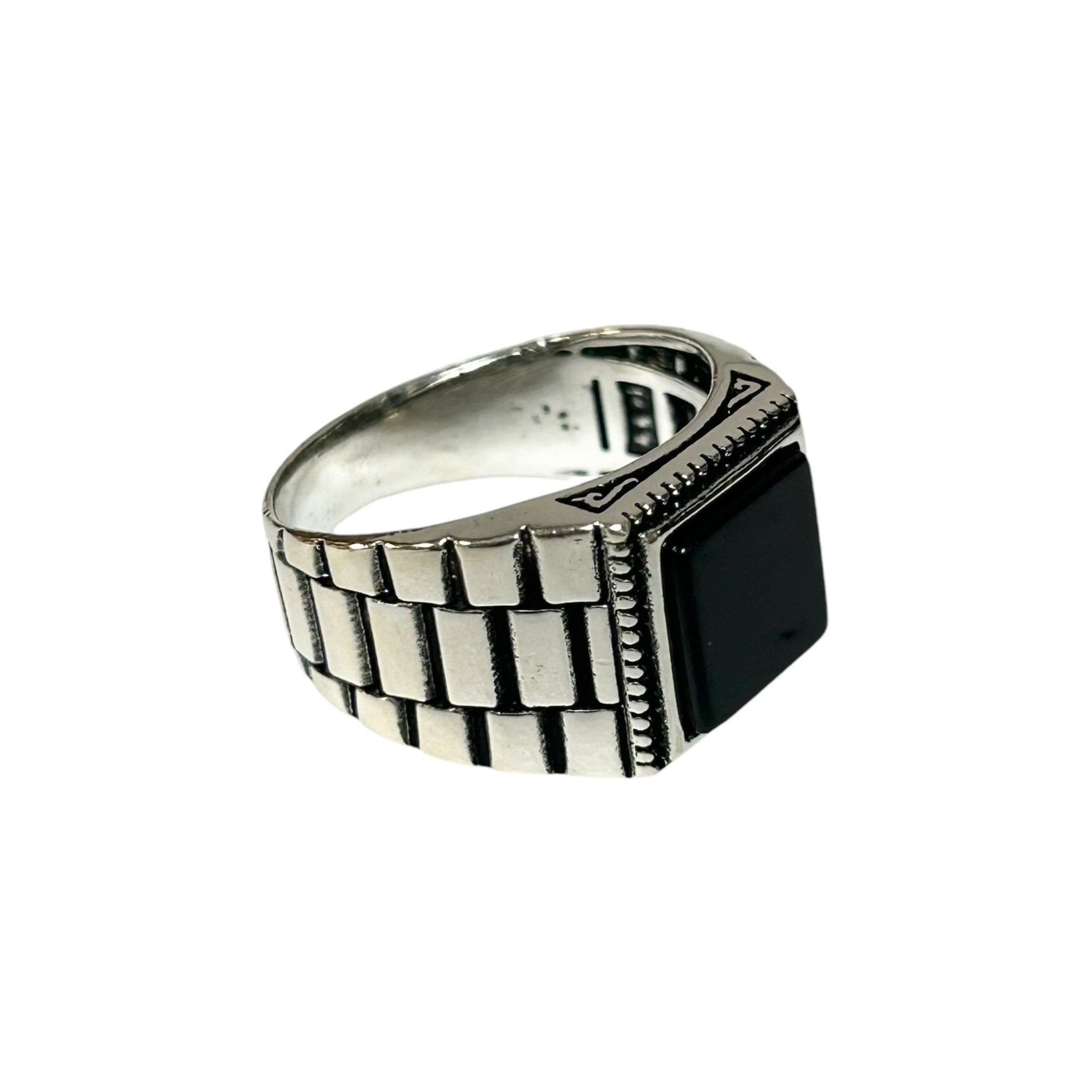 Sterling Silver Black Onyx Agate Stone Ring