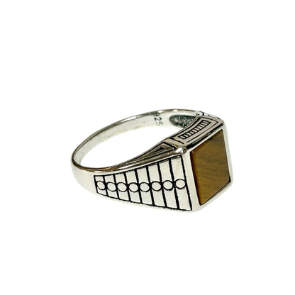 Sterling Silver Tiger Eye Agate Stone Ring